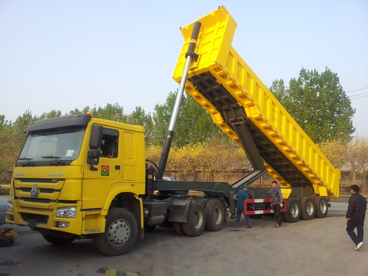 3 المحاور 50 - 70T ساينو تراك CIMC 45cbm قلابة قلابة شاحنة مقطورة للبوكسيت خام تحميل