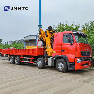هوو T7H جديد 8 * 4 12 عجلات 40 طن 380HP رافعة مثبتة ماكس 16 طن ذراع الشحن مع رافعة شاحنة