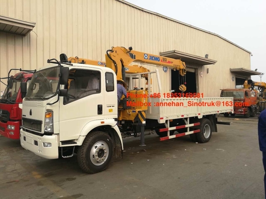 5T شاحنة جبل كرين من ساينو تراك HOWO مع Xcmg كرين 4X2 6 عجلات مع صندوق البضائع 10T