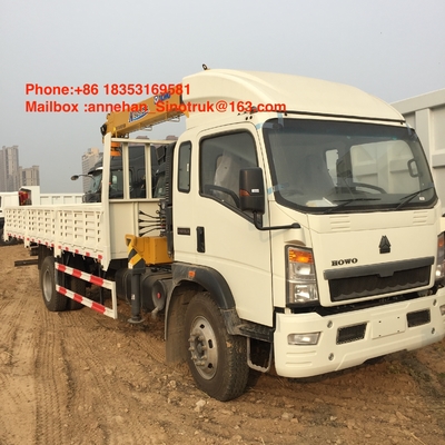5T شاحنة جبل كرين من ساينو تراك HOWO مع Xcmg كرين 4X2 6 عجلات مع صندوق البضائع 10T