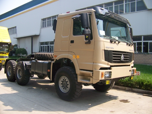 6 × 6 ساينو تراك Howo7 جرار شاحنة Euro2 الانبعاثات ستاندرد 371hp لسعة السحب 50T