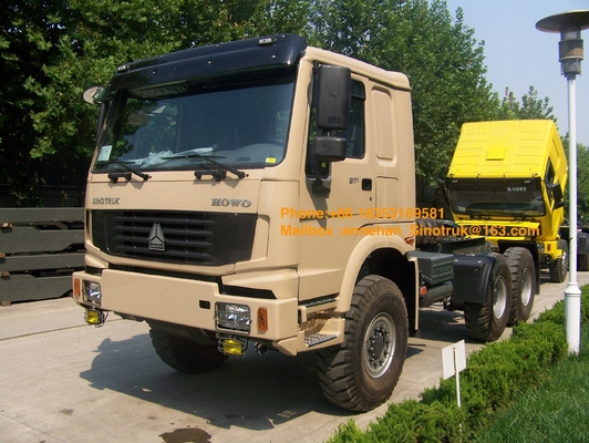 6 × 6 ساينو تراك Howo7 جرار شاحنة Euro2 الانبعاثات ستاندرد 371hp لسعة السحب 50T