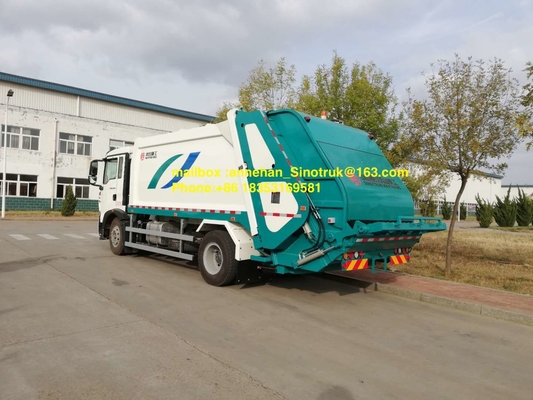 4X2 12m3 ساينو تراك Howo7 شاحنة جمع القمامة 290hp 336hp اليد اليسرى محرك Euro2