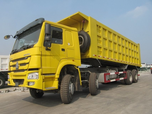 HOWO 8X4 الثقيلة تفريغ شاحنة ، LHD ساينو تراك قلابة شاحنة اللون الأصفر
