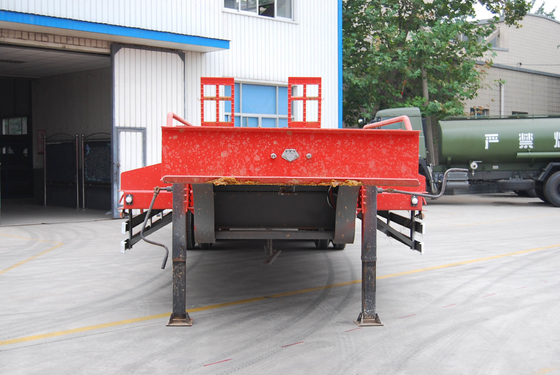 3 محاور Lowbed Heavy-duty شبه مقطورة مع 2 أرجل ، نصف مقطورة مسطحة