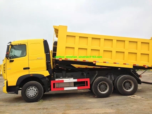 6 × 4 A7 ساينو تراك 10 شاحنة قلابة ذات عجلات 20 م 3 أمامي رفع U نوع Conatiner للتحميل 40-50 طن