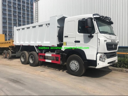 6 × 4 A7 ساينو تراك 10 شاحنة قلابة ذات عجلات 20 م 3 أمامي رفع U نوع Conatiner للتحميل 40-50 طن