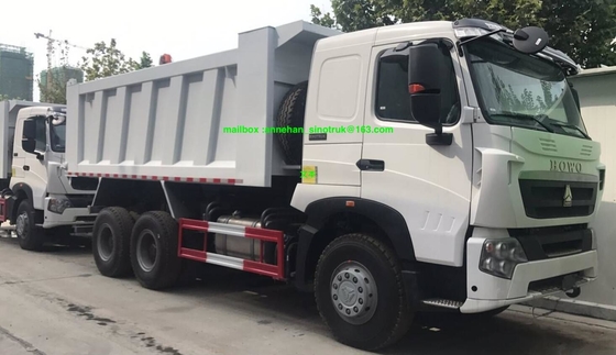 6 × 4 A7 ساينو تراك 10 شاحنة قلابة ذات عجلات 20 م 3 أمامي رفع U نوع Conatiner للتحميل 40-50 طن
