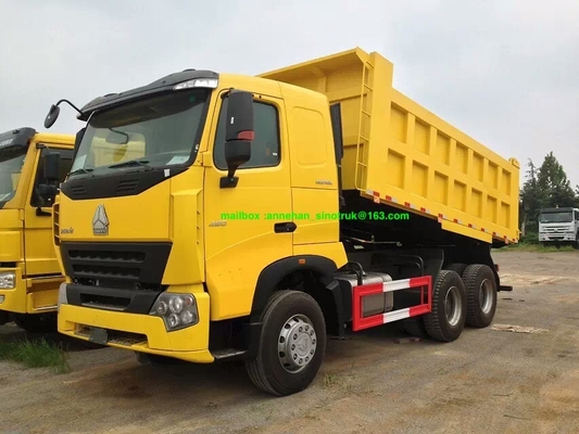 6 × 4 A7 ساينو تراك 10 شاحنة قلابة ذات عجلات 20 م 3 أمامي رفع U نوع Conatiner للتحميل 40-50 طن
