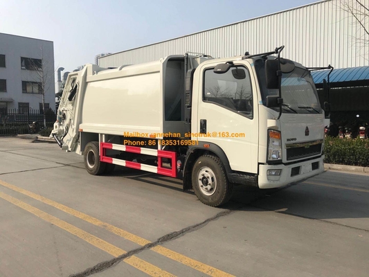 4x2 6 اطارات ضاغط شاحنة القمامة من ساينو تراك Howo7 8M3-10M3