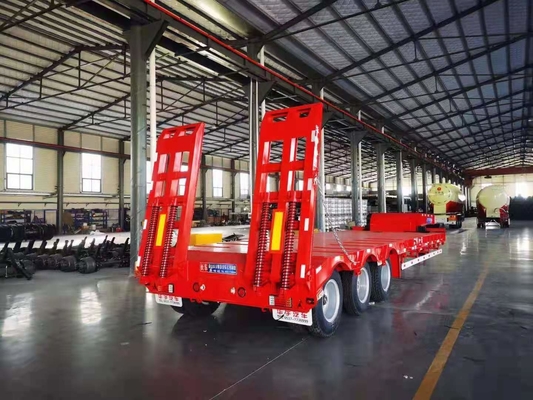 JNHTC 80 Ton شبه منخفضة سطح السفينة Gooseneck مقطورة 3 محاور لمركبات النقل