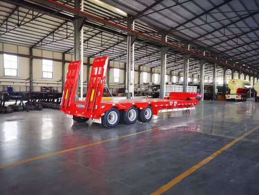 JNHTC 80 Ton شبه منخفضة سطح السفينة Gooseneck مقطورة 3 محاور لمركبات النقل