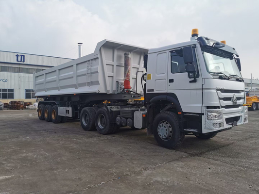 نصف مقطورات Sinotruk Three Axle Front 50 طن شديدة التحمل لنقل الرمال