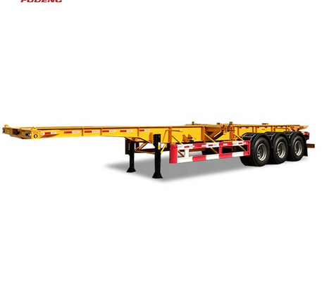 3 Axle 20ft 40ft Flat Bed Container نصف مقطورة Gooseneck Container مقطورة