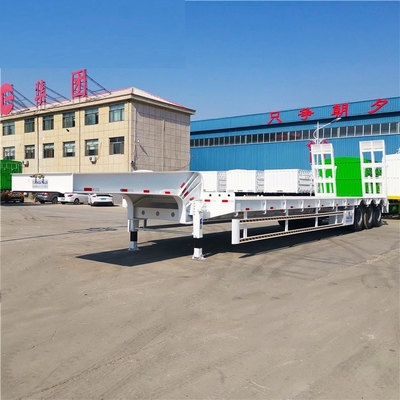 3 Axle 20ft 40ft Flat Bed Container نصف مقطورة Gooseneck Container مقطورة