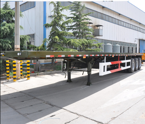 3 Axle 20ft 40ft Flat Bed Container نصف مقطورة Gooseneck Container مقطورة