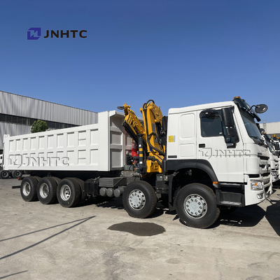 شاحنة قلابة HOWO 16 Wheeler مع رافعة ذراع قابلة للطي 10T مع محور الرفع